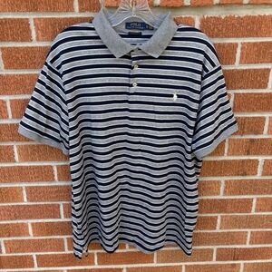 Polo Ralph Lauren Men’s Polo Shirt Size XL Gray, Blue Stripes Custom Slim Fit